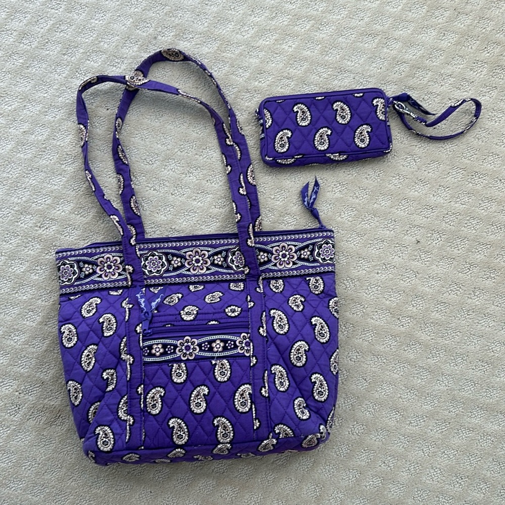 Purple Vera Bradley shoulder bag with wristlet